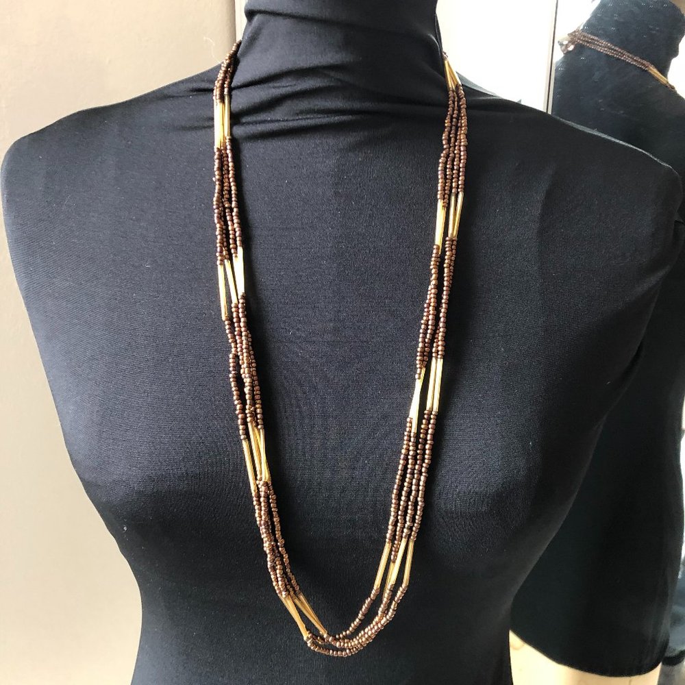 Bronze/gold costume necklace and earrings